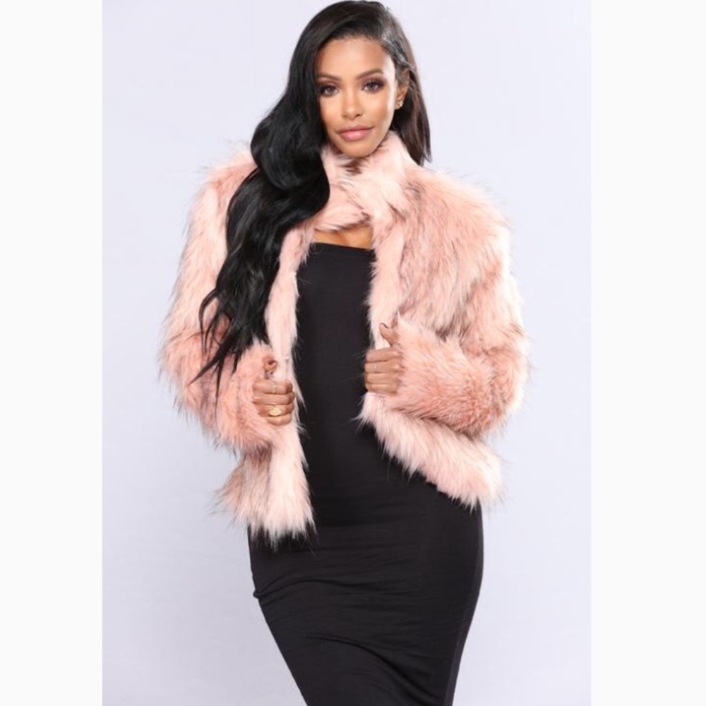 Fashionnova pink fur coat